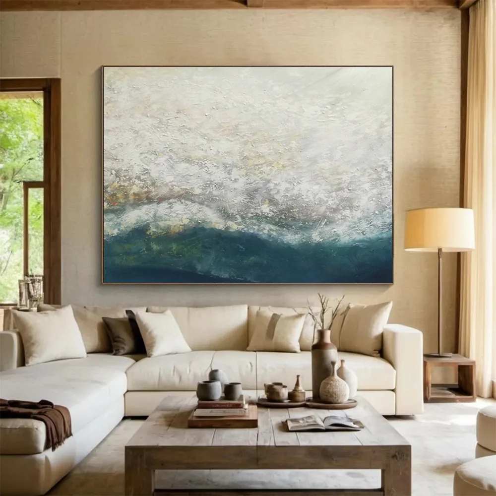 Seaside Original Office Room White Abstract Artwork LJ4WC